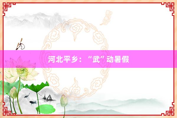 河北平乡：“武”动暑假
