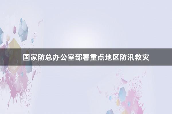 国家防总办公室部署重点地区防汛救灾