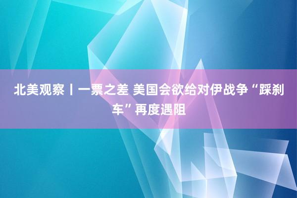 北美观察丨一票之差 美国会欲给对伊战争“踩刹车”再度遇阻