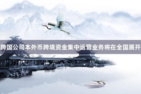 跨国公司本外币跨境资金集中运营业务将在全国展开