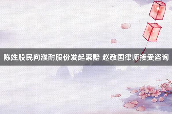 陈姓股民向濮耐股份发起索赔 赵敬国律师接受咨询