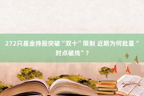 272只基金持股突破“双十”限制 近期为何批量“时点破线”？