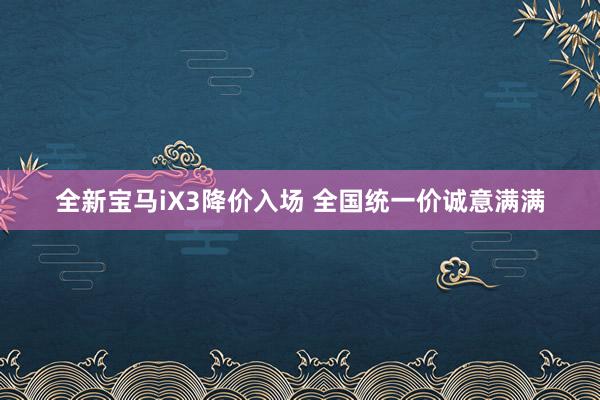 全新宝马iX3降价入场 全国统一价诚意满满