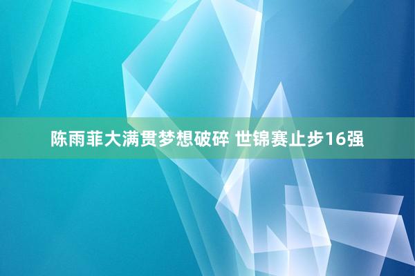 陈雨菲大满贯梦想破碎 世锦赛止步16强