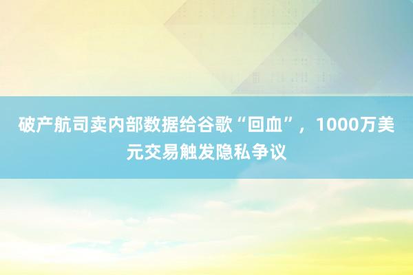 破产航司卖内部数据给谷歌“回血”，1000万美元交易触发隐私争议