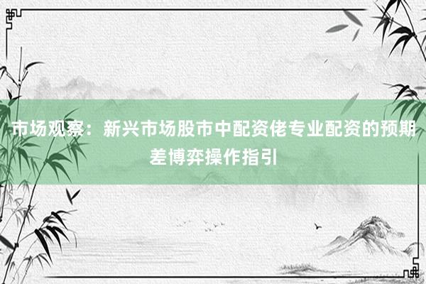 市场观察：新兴市场股市中配资佬专业配资的预期差博弈操作指引