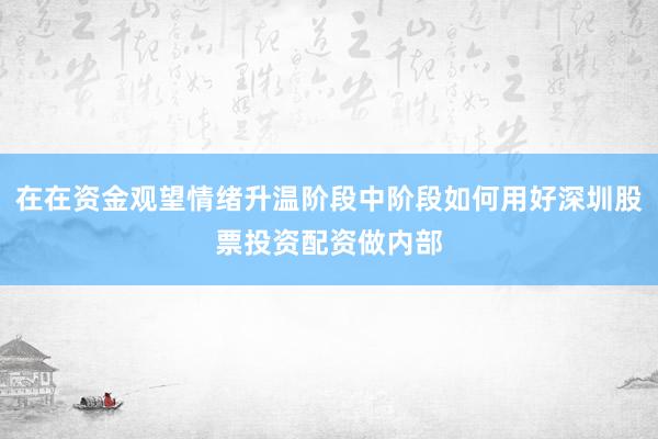 在在资金观望情绪升温阶段中阶段如何用好深圳股票投资配资做内部