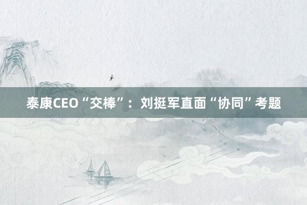泰康CEO“交棒”：刘挺军直面“协同”考题