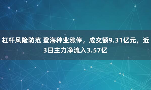 杠杆风险防范 登海种业涨停，成交额9.31亿元，近3日主力净流入3.57亿
