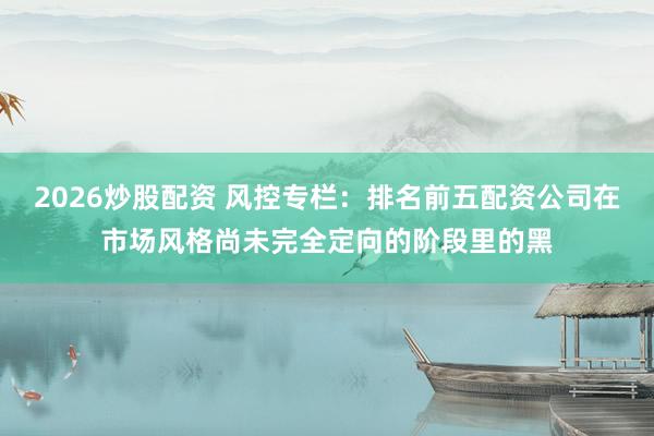 2026炒股配资 风控专栏：排名前五配资公司在市场风格尚未完全定向的阶段里的黑