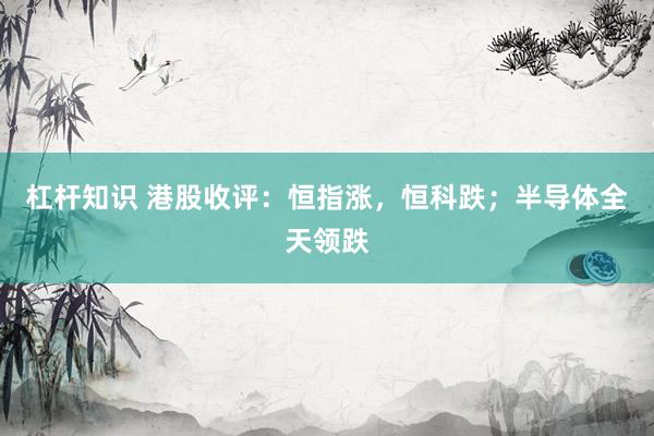 杠杆知识 港股收评：恒指涨，恒科跌；半导体全天领跌