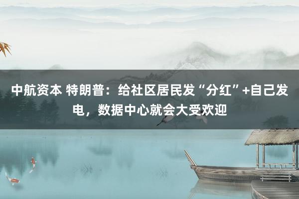 中航资本 特朗普：给社区居民发“分红”+自己发电，数据中心就会大受欢迎