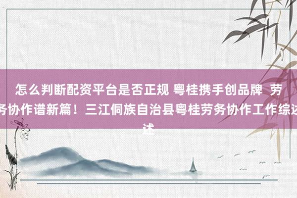 怎么判断配资平台是否正规 粤桂携手创品牌  劳务协作谱新篇！三江侗族自治县粤桂劳务协作工作综述